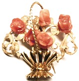 Spilla - Fiori oorallo Rosso-anni60-70