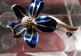 Spilla - Fiore Smalto Blu